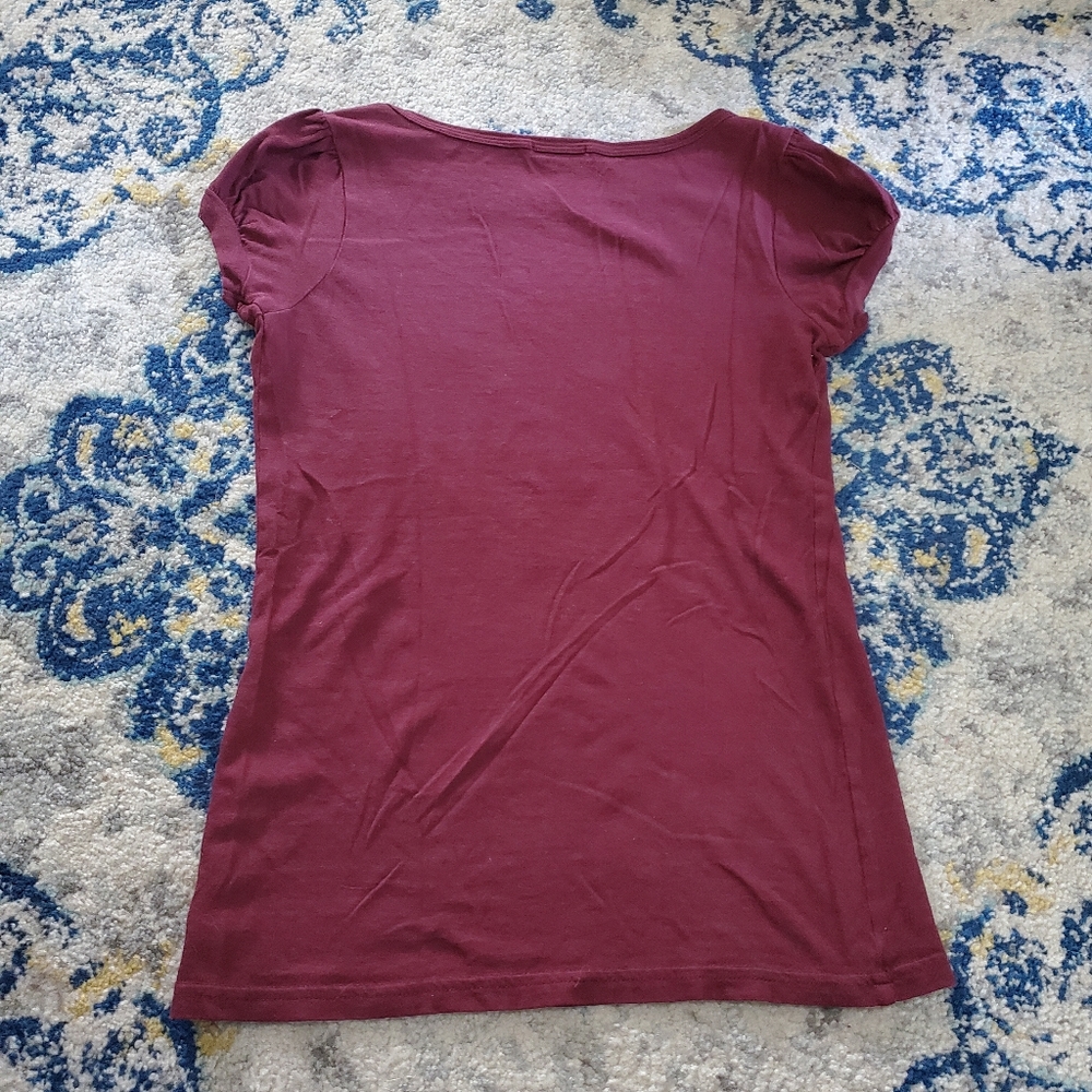 Juicy Couture Script Crown Logo Baby Tee Burgandy Y2K - Picture 2 of 5